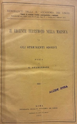 Il recente terremoto nella Marsica e gli strumenti sismici. Nota.