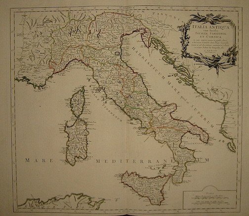 Italia antiqua cum Insulis Sicilia, Sardinia, et Corsica.