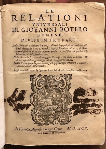 Le Relationi Universali. divise in tre Parti