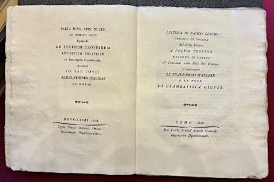 Lettera di Paolo Giovio Vescovo di Nocera sul Vitto Umano … | Immagine principale