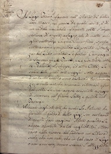Manoscritti sul Lago Fucino: I. Relazione di don Ignazio Stile …