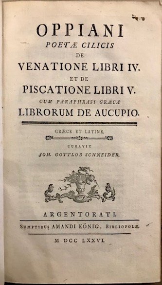 Oppiani poetae cilicis De venatione Libri IV. et De piscatione …