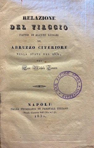 Relazione del viaggio fatto in alcuni luoghi di Abruzzo citeriore …