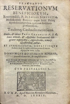 Tractatus reservationum beneficiorum. Studio, & labore Pauli Granuccii. appendiculis, novisque … | Immagine Gallery 2