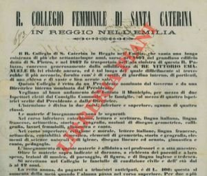 Il Collegio Femminile di Santa Caterina in Reggio Emilia .