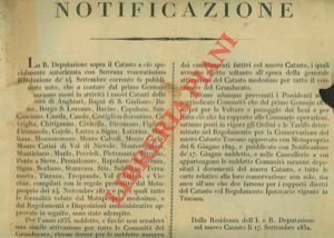 Attivazione di nuovi catasti nelle provincie toscane.