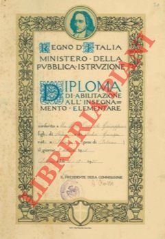 Diploma di abilitazione all'insegnamento elementare. Palermo, 1925.