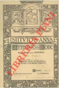 Attestato di lode. Istituto S.Anna. Palermo, 1925.