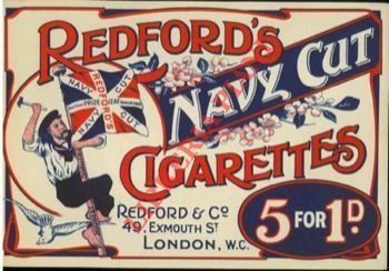 Etichetta a colori per scatola di sigarette.