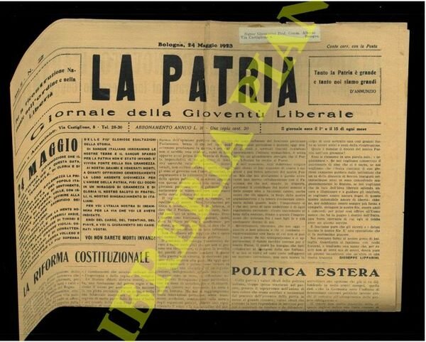 La Patria. Giornale della Gioventù Liberale.