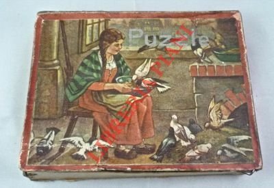 Scatola puzzle (bambina e piccioni, Biancaneve e i sette nani, buoi e alberi)