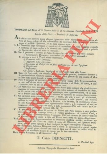 Disposizioni sul comportamento da tenersi nei Teatri e Spettacoli pubblici …