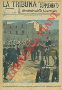 La degradazione del Capitano Dreyfys, condannato per tradimento, a Parigi. (al retro : Mode invernali).