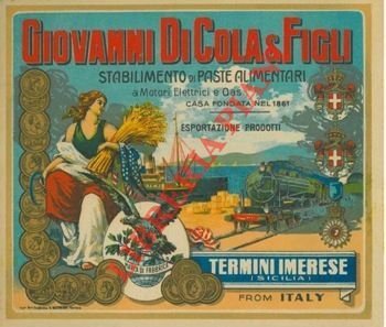 Stabilimento di Paste Alimentari. Grande etichetta a colori.