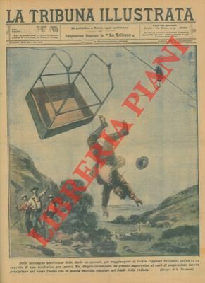 Operaio sale su un carrello di una telefrica per merci …