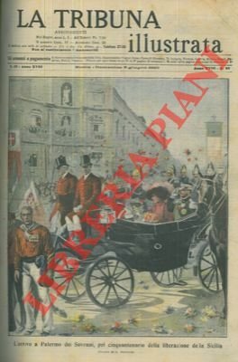 I sovrani a Palermo per i 50 anni della liberazione della Sicilia. = Le signore sarde nei tradizionali costuni offrono una bambola ai sovrani, per le principessine.