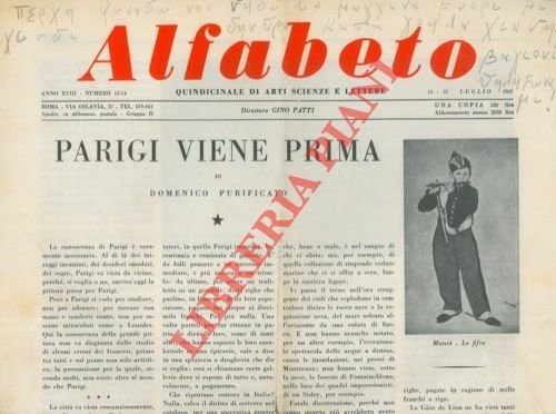 Alfabeto. Quindicinale di arti scienze e lettere.