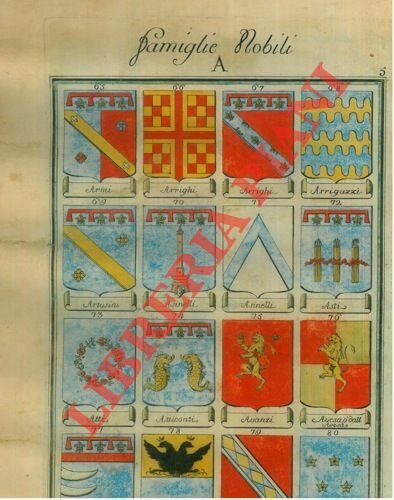 Famiglie nobili. A. : Armi/Arrighi/Arriguzzi/Artusini/Asinelli/Asti/Atticonti/Avanzi/Avesa o dall'Avesa/Avogli/Azzoni/Azzoguidi/Azzolini