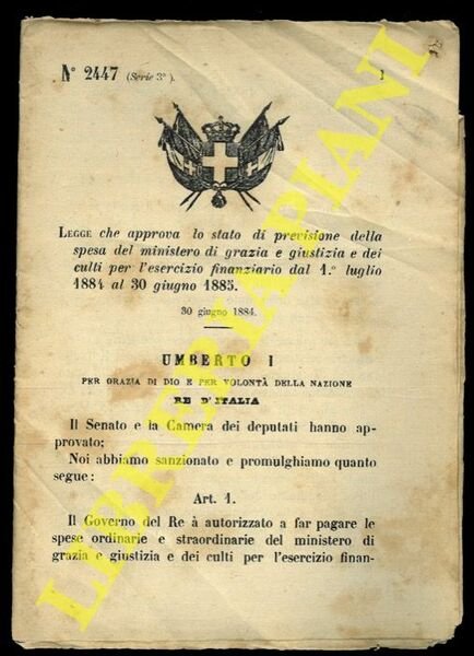 Legge che approva lo stato di previsione della spesa del …