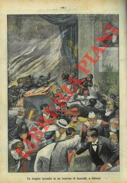 Un tragico incendio in un teatrino di fanciulli, a Odessa.