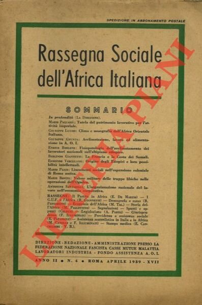 Rassegna sociale dell'Africa Italiana.