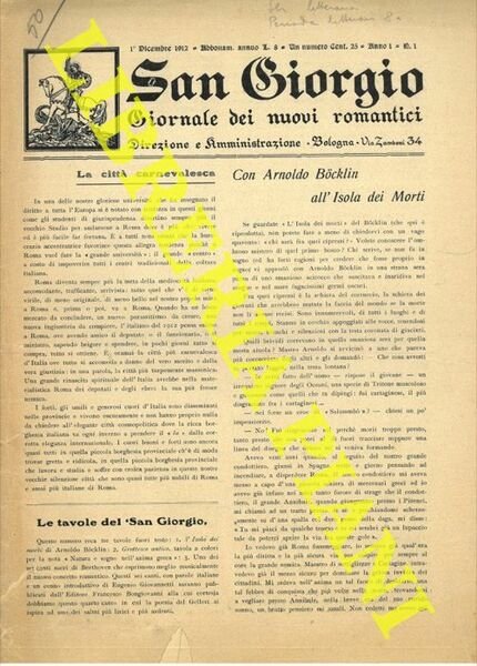 San Giorgio. Giornale dei nuovi romantici. | Immagine principale