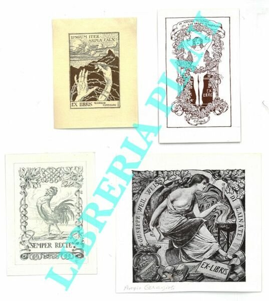 Lotto di 4 foglietti xilografici, anni '30 circa, differenti, Tutti …