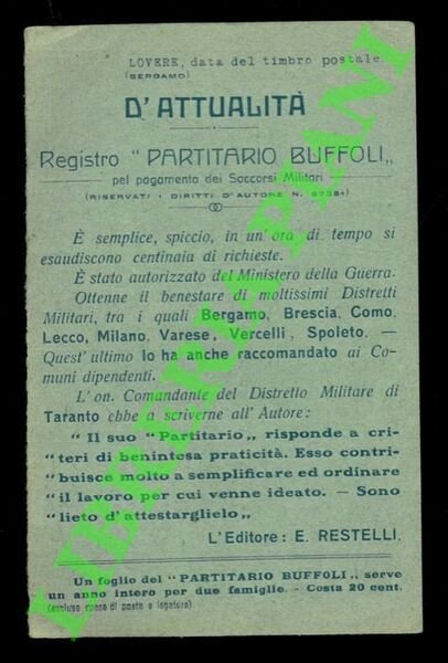 Registro "Partitario Buffoli".