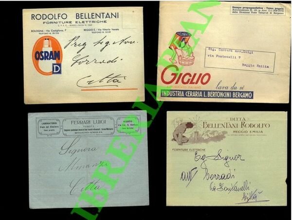 Reggio Emilia. Buste e cartoline commerciali intestate