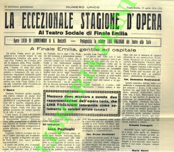 La eccezionale stagione d'opera. Al Teatro Sociale di Finale Emilia. | Immagine Gallery 1