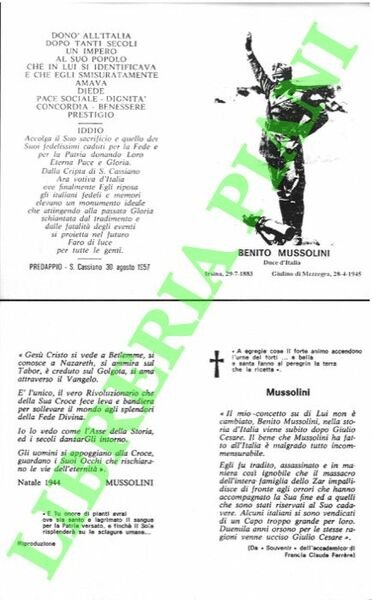 "Santino" mortuario di Mussolini,