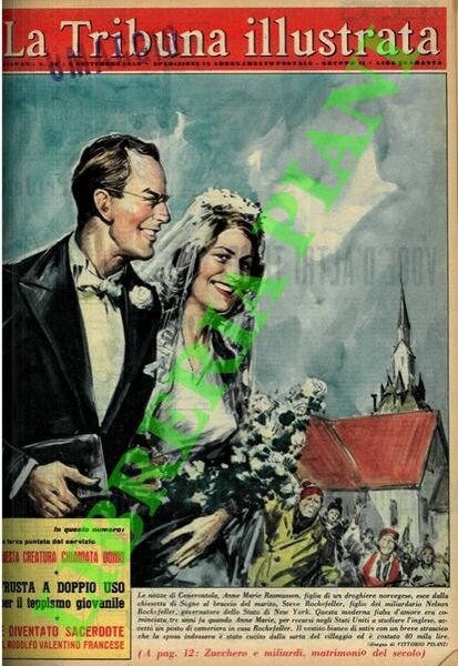 Le nozze di Cenerentola, Anne Marie Rasmussen, figlia di un droghiere norvegese, esce dalla chiesetta di Sogne la braccio del marito, Steve Rockefeller, figlio del miliardario Nelson Rockefeller, governatore dello Stato di New York.