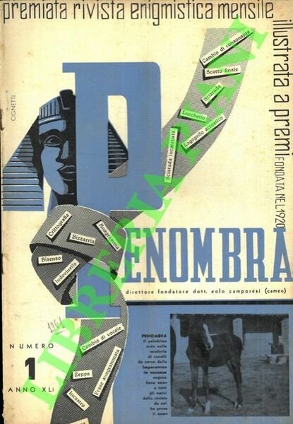 Penombra. 1961. Premiata rivista enigmistica mensile illustrata.