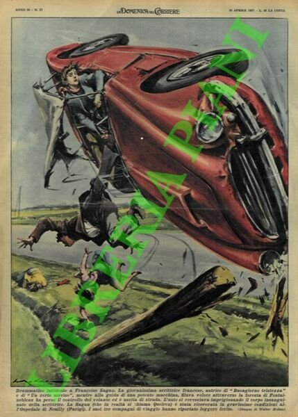 La scrittrice francese Sagan, alla guida di una potente macchina, …