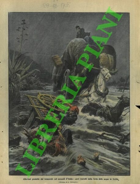 Alluvione travolge carri (presso la costa messinese).