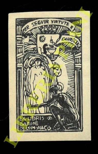 Ex libris : Due fasci ai lati, uomo e donna nudi