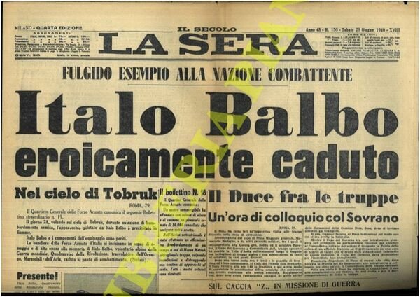 "Italo Balbo eoricamente caduto"