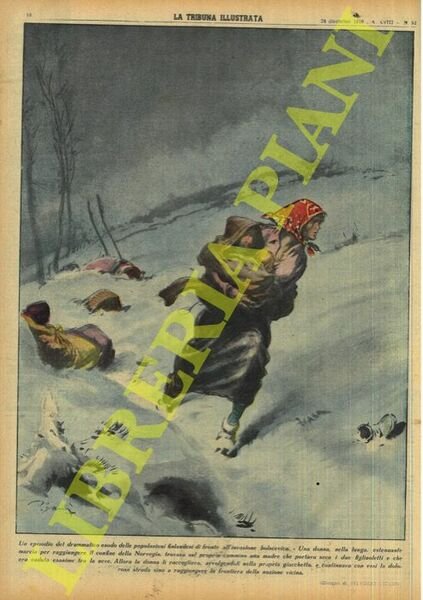 Un episodio del drammatico esodo delle popolazioni finlandesi di fronte all'invasione bolscevica. Una donna, nella lunga, estenuante marcia per raggiungere il confine della Norvegia, trovava sul proprio cammino una madre che portava seco i due figliuoletti e che era caduta esanime tra la neve. Allora la donna li raccoglieva, avvolgendoli nella propria giacchetta, e continuava con essi la dolorosa strada sino a raggiungere la frontiera della nazione vicina.