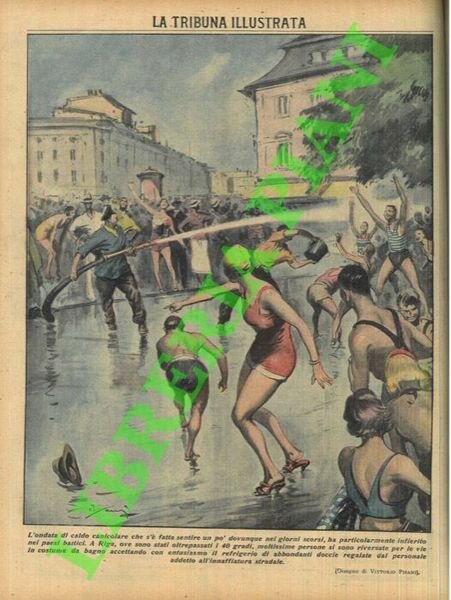 A causa del caldo torrido che ha paricolarmente infierito nei paesi baltici, a Riga, molte persone si riversano per le strade in costume da bagno.