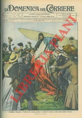 L'aviatore Lesseps portato in trionfo in Canada avvolto dalla bandiera …