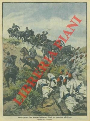 Aspra avanzata di una batteria d'artiglieria a Tripoli che deve …