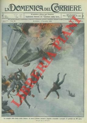 Zeppelin tedesco s'incendia e precipita presso Berlino.