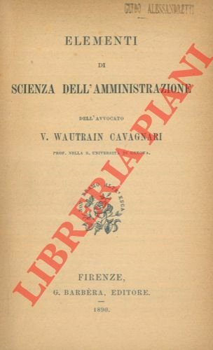 Elementi di scienza dell'amministrazione. | Immagine principale