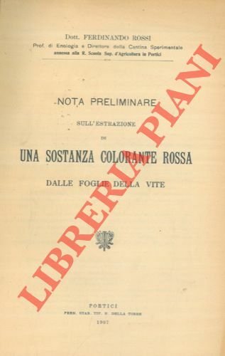 Nota preliminare sull'estrazione di una sostanza colorante rossa dalle foglie …
