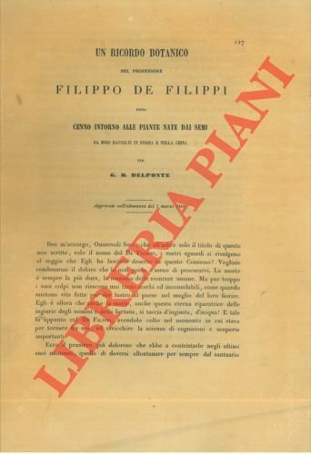 Un ricordo botanico del professore Filippo de Filippi ossia cenno … | Immagine principale