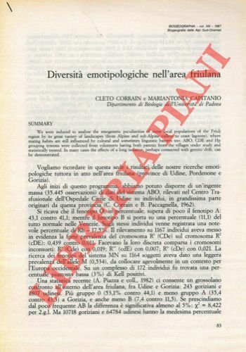 Diversità emotipologiche nell'area friulana. | Immagine Gallery 1