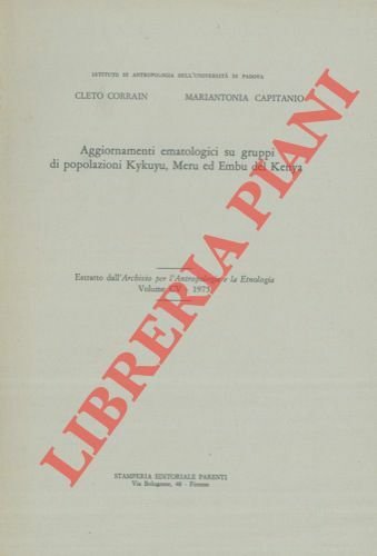 Aggiornamemnti ematologici su gruppi di popolazioni Kykuyu, Meru ed Embu …