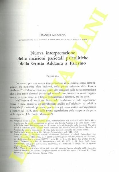 Nuova interpretazione delle incisioni parietali paleolitiche della Grotta Addaura a Palermo.