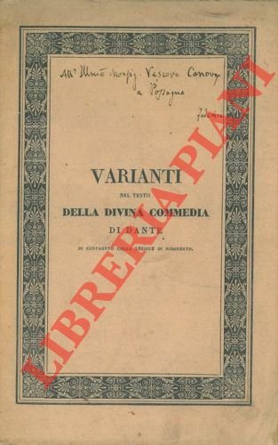 Intorno ad alcune varianti nel testo della Divina Commedia di Dante di confronto con la lezione di Nidobeato.