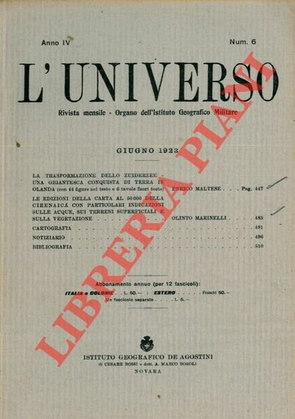 Le edizioni della carta al 50000 della Cirenaica con particolari indicazioni sulle acque, sui terreni superficiali e sulla vegetazione.